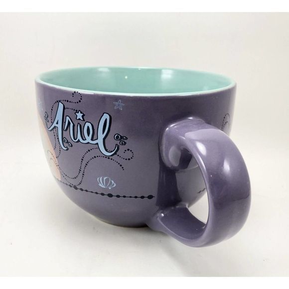 Disney Little Mermaid Ariel 24 oz Ceramic‎ Mug Princess Purple Large Soup Cup - Picture 2 of 8